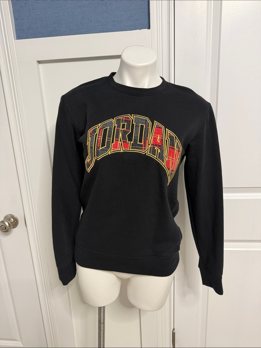 Jordan Black Crewneck with Red and Yellow Arched Logo